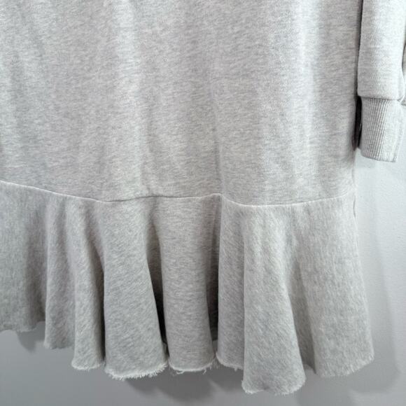 Rebecca Taylor La Vie Gray Sweatshirt White Eyelet Panel Flounce Hem Dress XS - Picture 8 of 9